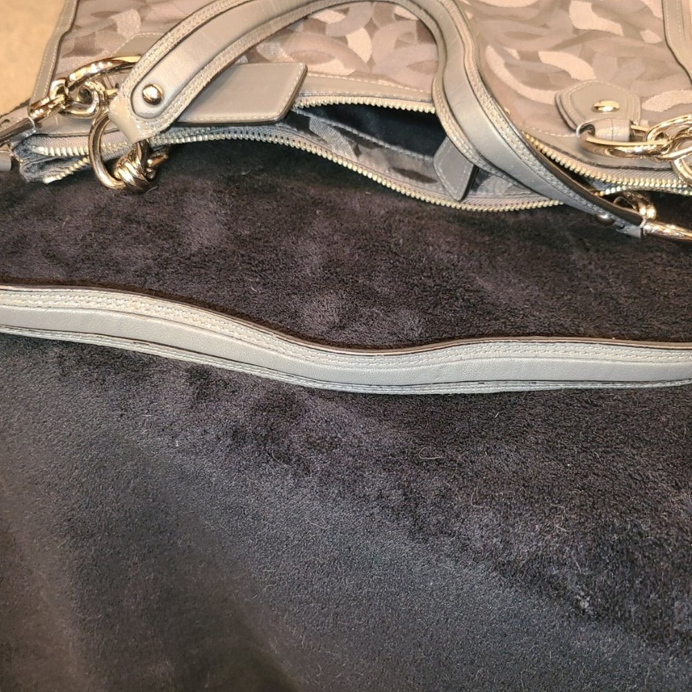 Coach Rare Grey & Silver Canvas Penelope Hobo - Picture 7 of 14